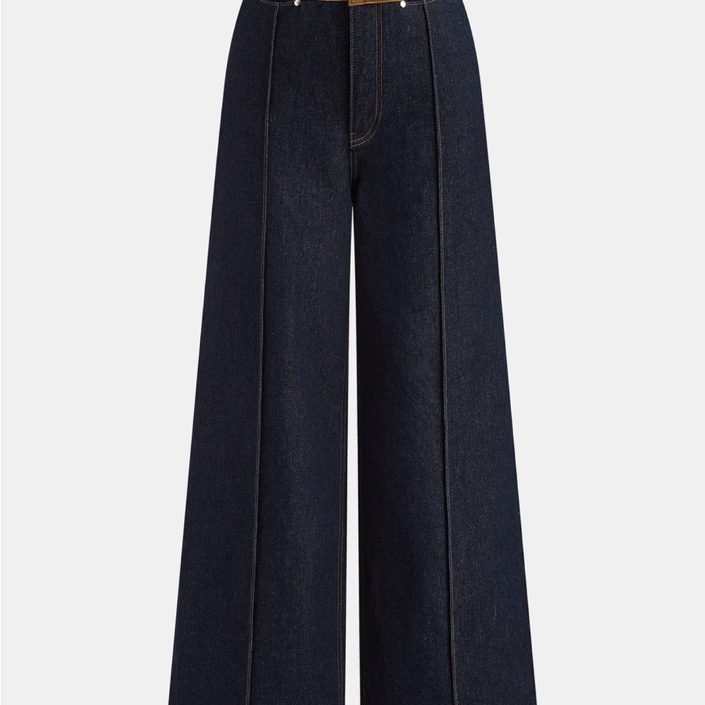Wide-Leg Dark Blue Jeans